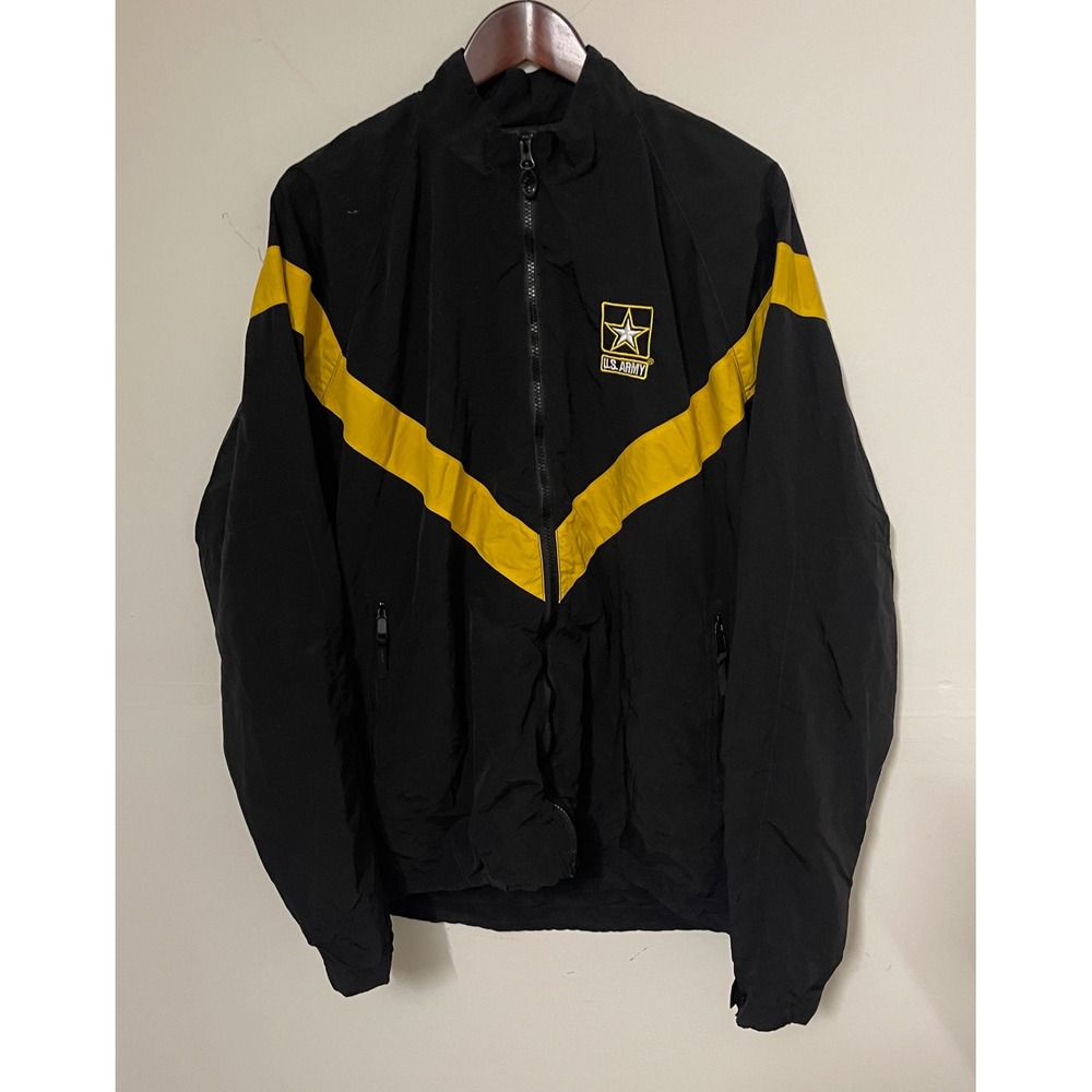 US Army APFU Physical Fitness Jacket Black Yellow Large Long 8415-01-623-8633
